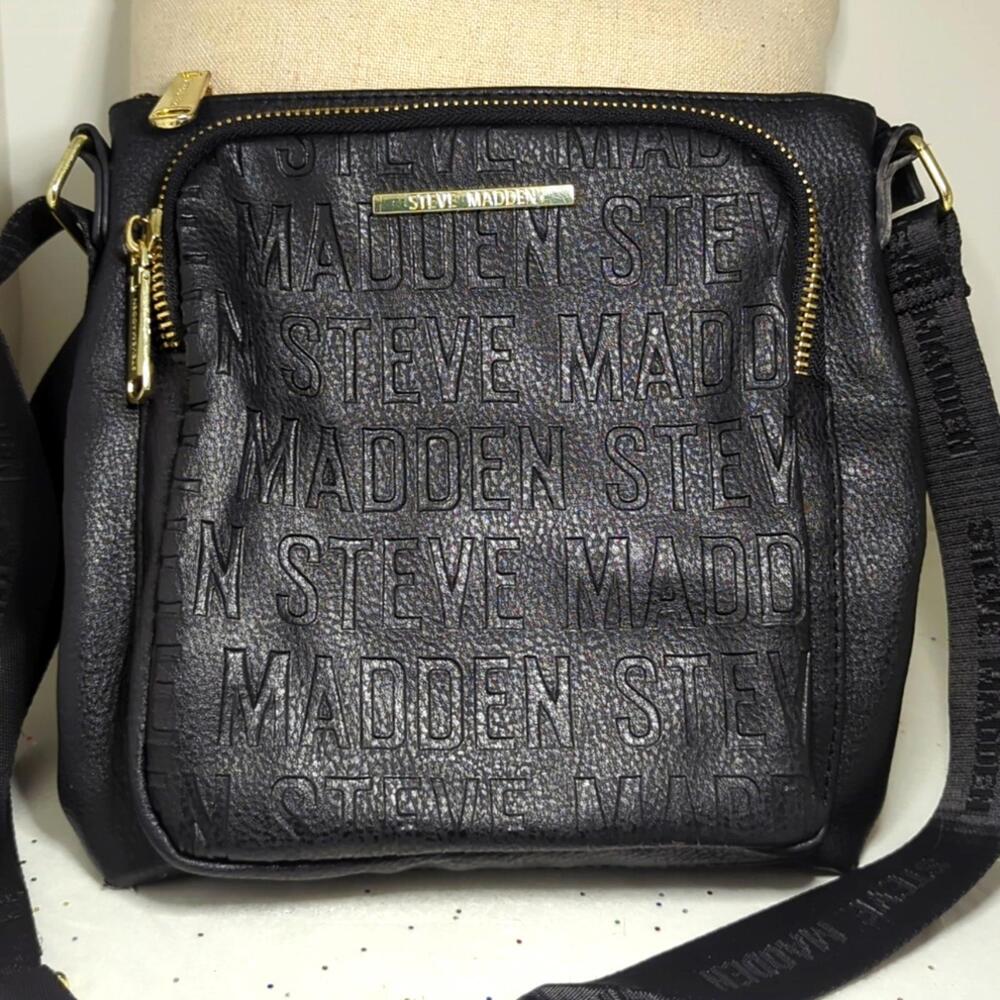 Steve Madden Embossed Black New Cross Body Bag Pocketbook